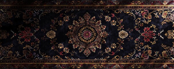 Intricate oriental rug with floral and geometric patterns