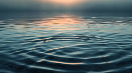 Obraz premium Serene Morning Reflections: Subtle Ripples on Glassy Lake at Sunrise