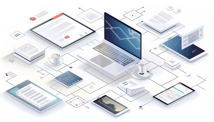 Seamless Integration: Document Imaging Across Devices, seamless flow of documents across various devices (e.g., smartphones, tablets, laptops), interconnected by digital threads,