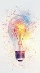 Light bulb with abstract geometric network, innovation and creativity concept