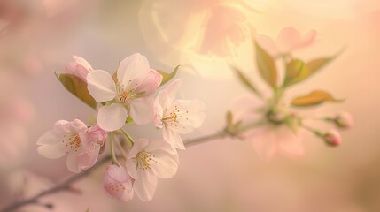 Serene Pink Cherry Blossoms in Pastel Sunrise Glow
