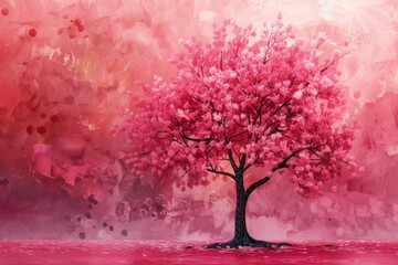 Obraz premium Pink Blossoming Tree Art