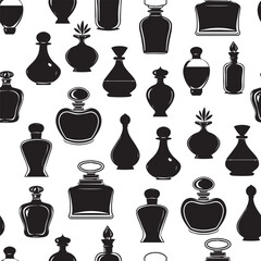 Black Perfume Bottles Pattern vector