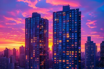 Obraz premium Skyscrapers at Sunset