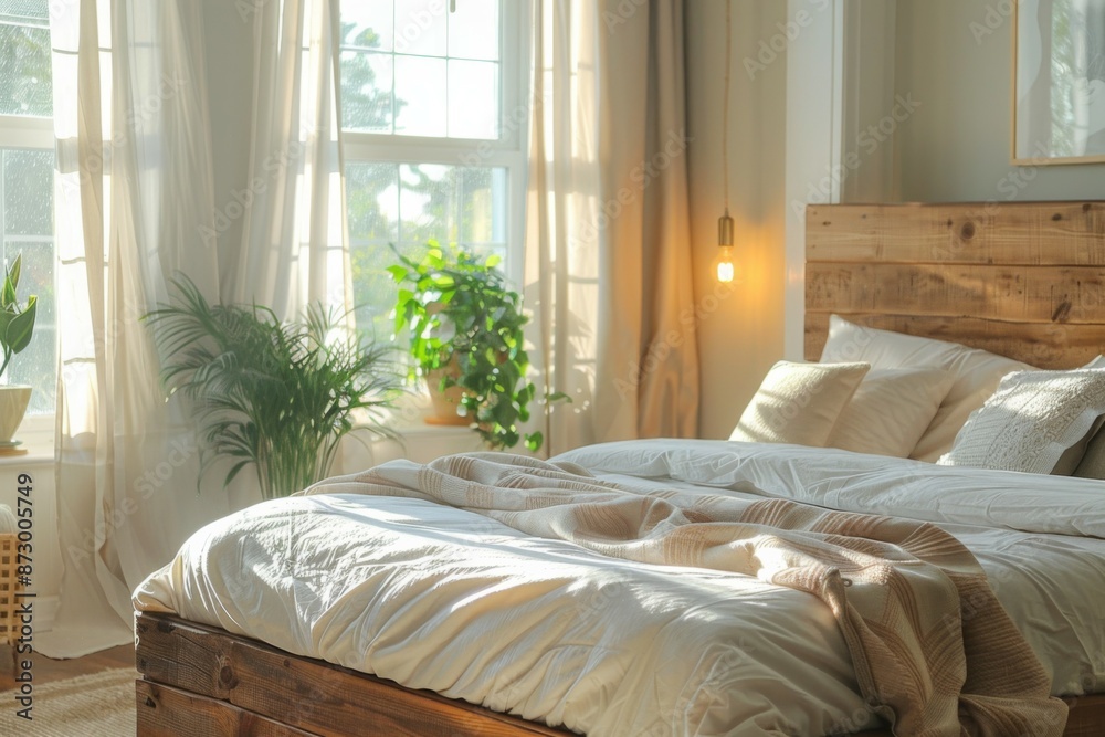 Sticker cozy sunlit bedroom sanctuary