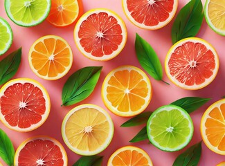 Fototapeta premium Citric Fruits 3D Rendering Illustration Design Pattern