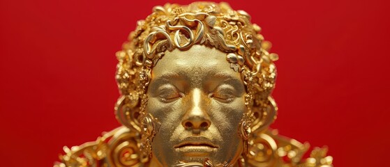 A conceptual art exhibit showcases sculptures made from fantastical gold that shifts shapes and colors