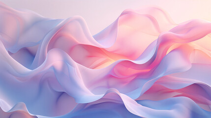 Obraz premium Abstract Colorful Flowing Fabric Waves in Pastel Shades of Purple and Pink, Fluid Gradient Background 