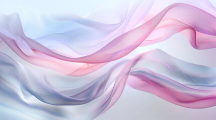 Abstract Colorful Flowing Fabric Waves in Pastel Shades of Purple and Pink, Fluid Gradient Background
