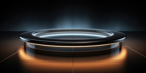 Glowing Circular Platform with Blue and Orange Lights
