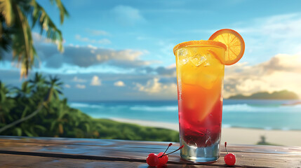Obraz premium Tropical Tequila Sunrise on a Serene Beach
