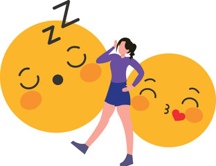Girl sending sleeping emojis.