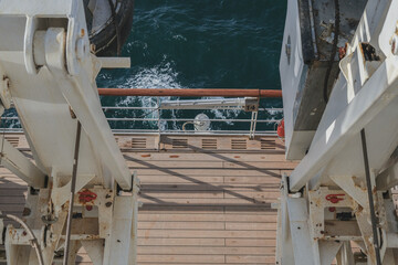 Breathtaking panoramic ocean views from outdoor deck of legendary ocean liner cruiseship cruise ship Queen Mary 2 during transatlantic crossing during day at sea