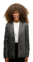 African american business woman wearing glasses winking looking at the camera with sexy expression,...