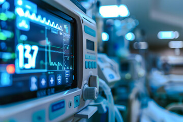 Close-up of Hospital device with monitor Monitoring
