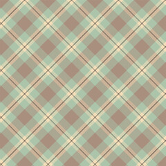 Plaid with twill weave seamless pattern.Tartan check repeat pattern in brown and blue.Vector illustration geometric background for fabric and paper.