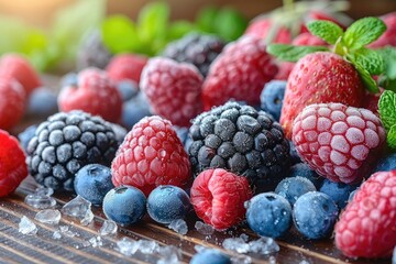 frozen fruits on the kitchen professional advertising food photography