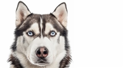 Obraz premium Curious Siberian Husky with Expressive Face on White Background