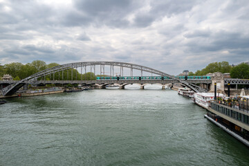 Fototapeta premium vue de la Seine au centre de Paris un jour de mauvais temps en France