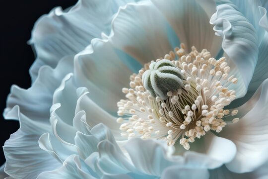 An advanced photography exhibit showcases macro images of fantastical flowers