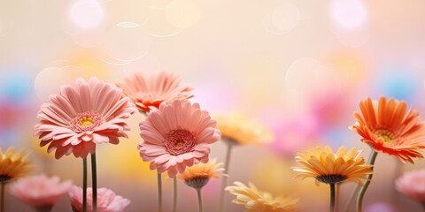 Vibrant Gerbera Daisies in a Garden Setting