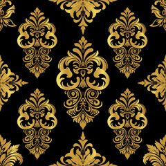 seamless floral gold and black pattern