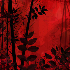 Vecror image of forest on the red background