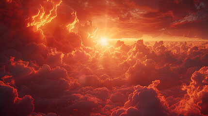 sunlight penetrating the red sky 3d sky rendering elements