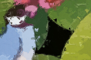 Naklejka premium Oil paintings and various flowers, roses, peonies, cats, dogs, chrysanthemums, birds, tropical leaves, lotus leaves, and lotus flowers