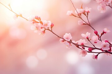 blurred background with branches and cherry blossoms with generative ai