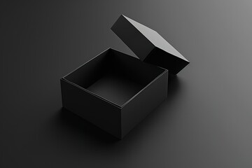 Black Friday Sale and Christmas presents concept. Gift box with black ribbon on red satin textile, close up view