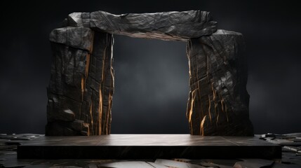 Stone arch on the dark background.