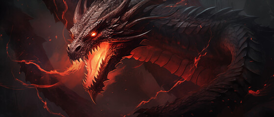 Intense Dragon Roaring with Flames