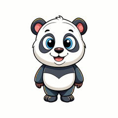 A happy pulling cute little panda vector illustration