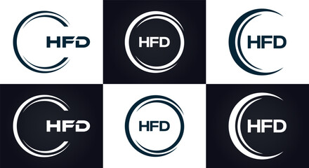 HFD logo. H F D design. White HFD letter. HFD, H F D letter logo design. H F D letter logo design in GOLD, GOLDEN LOGO, THREE, style. letter logo set in one artboard. H F D letter logo vector design.	