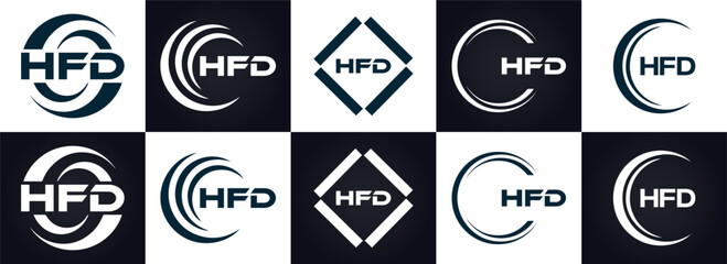 HFD logo. H F D design. White HFD letter. HFD, H F D letter logo design. H F D letter logo design in GOLD, GOLDEN LOGO, THREE, style. letter logo set in one artboard. H F D letter logo vector design.	