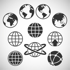 set of globes icon. Simple line globe icon. Go to web symbol icon vector illustration