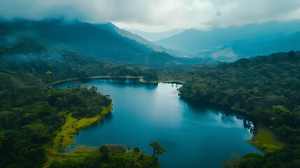 Naklejka premium Misty Mountain Landscape
