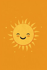 Happy smiling sun character. Cartoon illustration