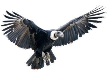 Obraz premium A black and white bird with a white beak flying in the sky