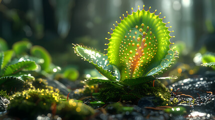 venus fly trap plant in forest DAN 3d rendering element