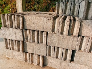 neatly arranged pile of bricks image