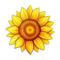 Sunflower isolated on white background. Hand drawn watercolor illustration