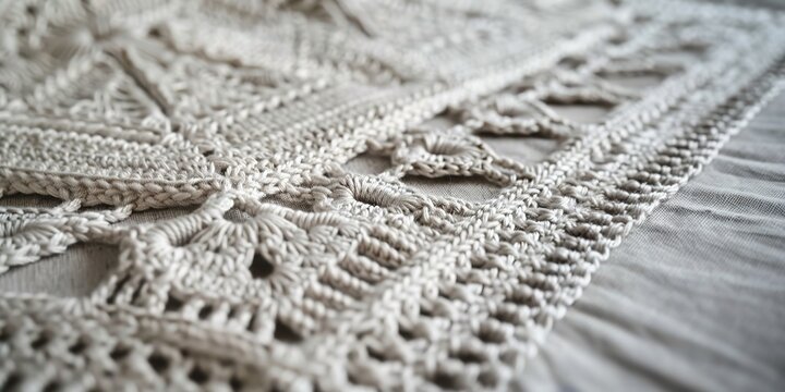 Intricate crochet pattern with delicate textures on fabric.
