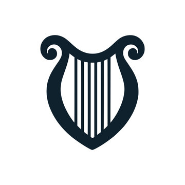 harp musical instrument logo vector illustration template design