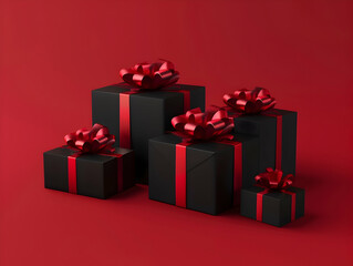 Obraz premium Gift box with ribbon, Holiday theme with decorative background, Elegant wrapped gift box for accessories