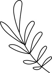 Branch With Leaves Line Art