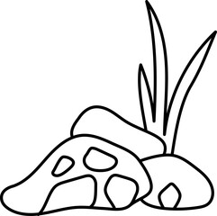 Rocks With Grass Line Art