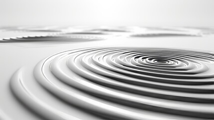 Wave circle sound ripple 3D rendering, ultra detailed, incredible detail, volumetric light, white background, smooth surface, large HD image 