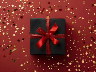 Gift box with ribbon, Holiday theme with decorative background, Elegant wrapped gift box for accessories